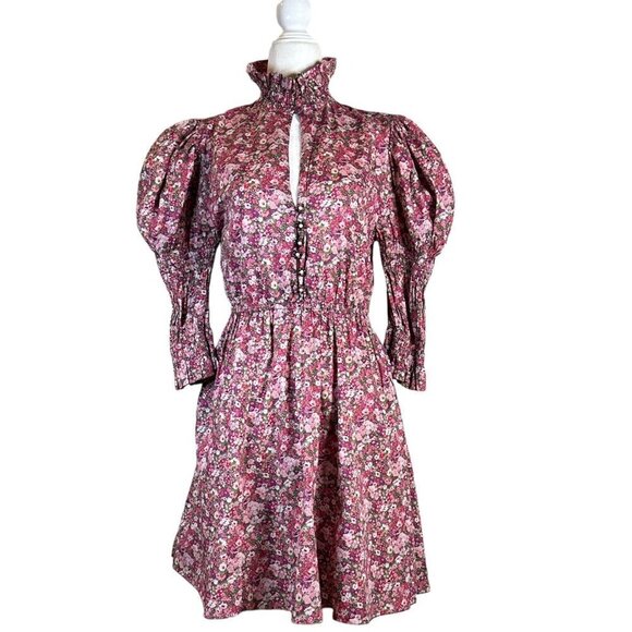 Philosophy di Lorenzo Serafini Puff Shoulder Dress in Red 2 Womens Floral - Picture 6 of 16